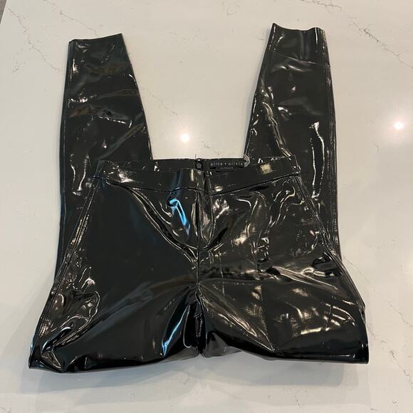 alice + olivia Maddox Back Zip Vegan Leather Leggings Pants size 4 - Picture 5 of 11